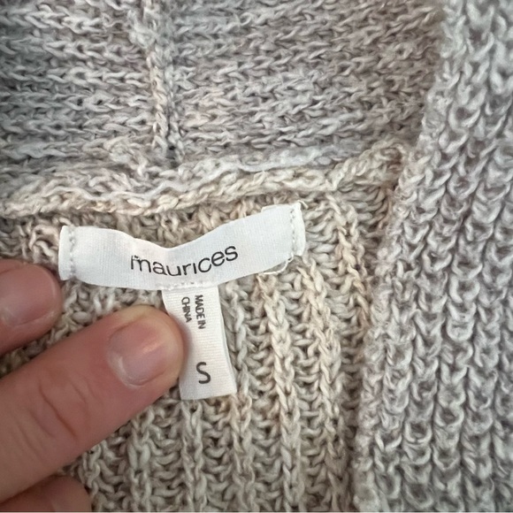 Maurices Open Front Longline Sweater Knit Neutral Small Grey Beige Cardigan - Picture 2 of 12